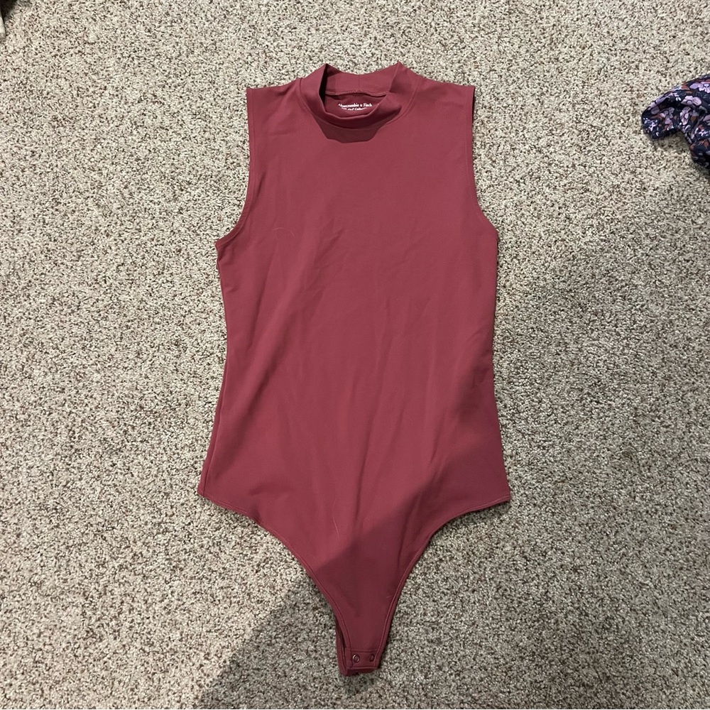 Abercrombie & Fitch Pink Mock Neck Bodysuit Sleeveless High Neck